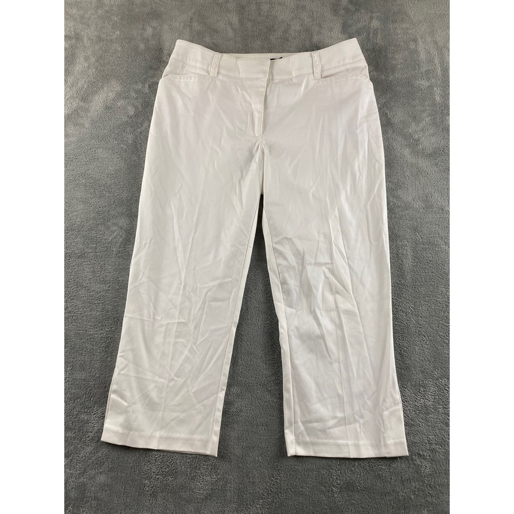 Tribal Studio Womens White Cropped Pants‎ Size 6 Embroidered Pocket 6985AD-520